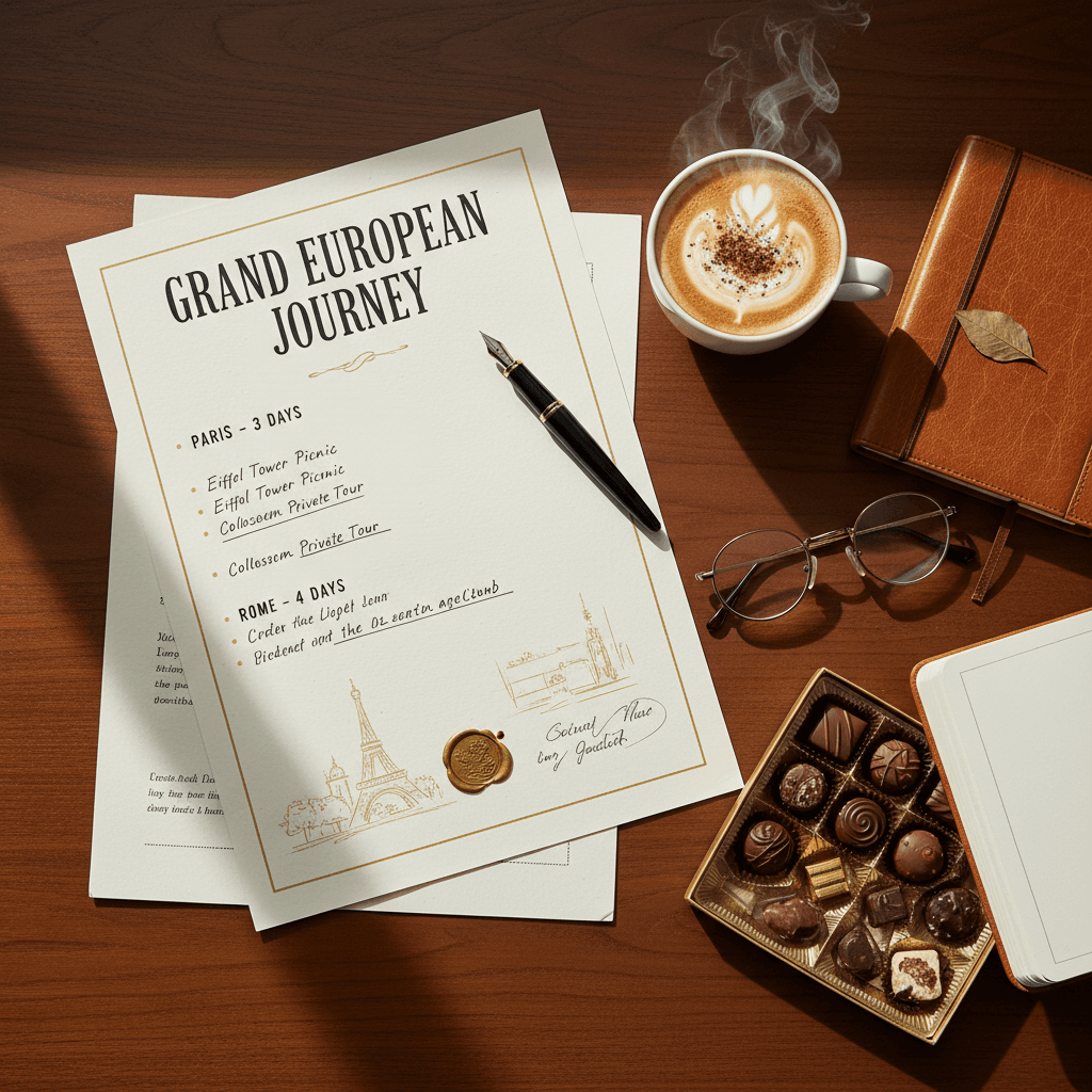 Personalized travel itinerary prepared with meticulous detail