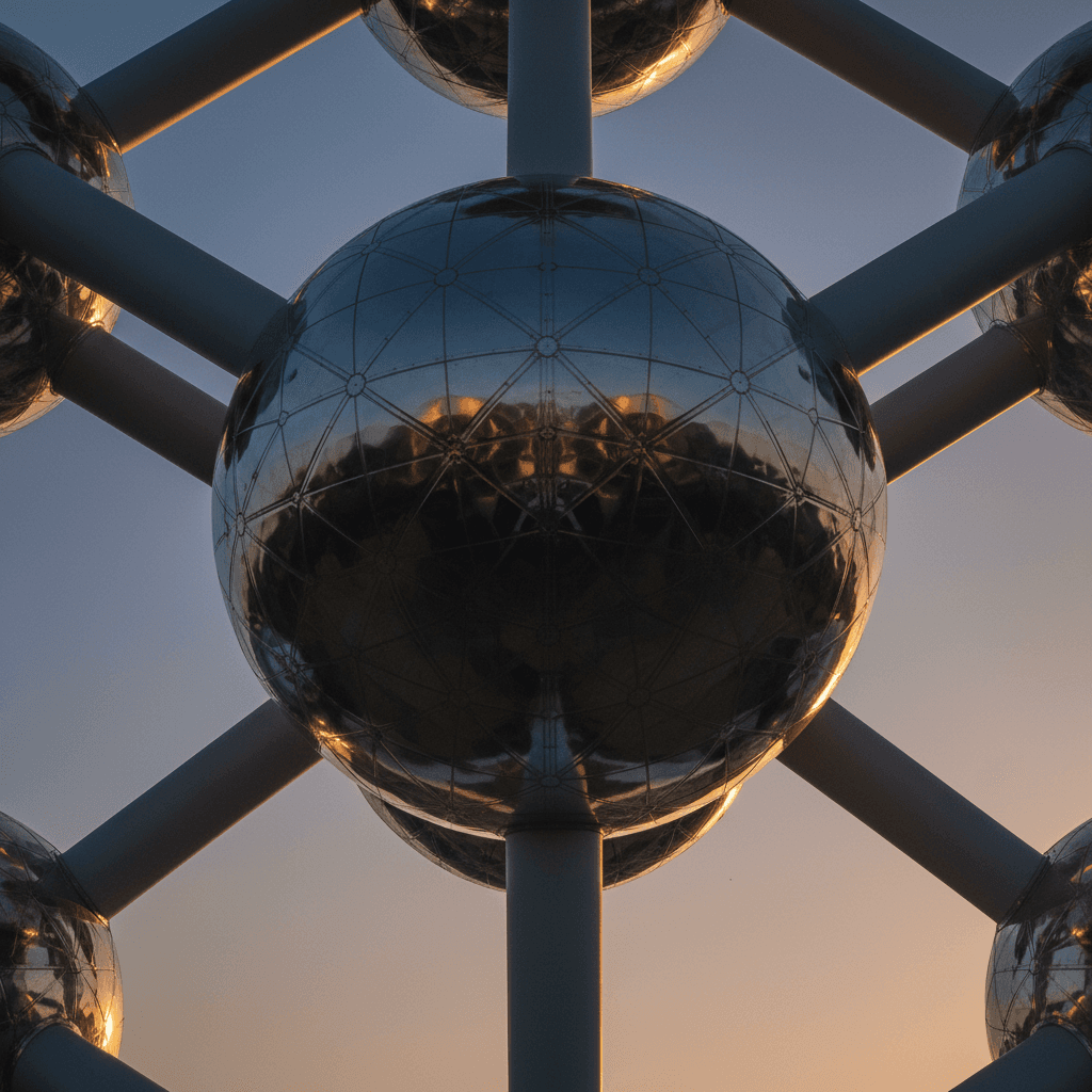 Iconic Atomium structure captured in architectural detail